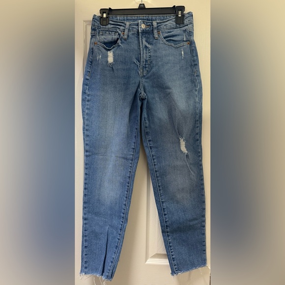 Old Navy Light Blue Distressed OG High Rise Straight Cropped Jeans size 4 - Picture 1 of 3